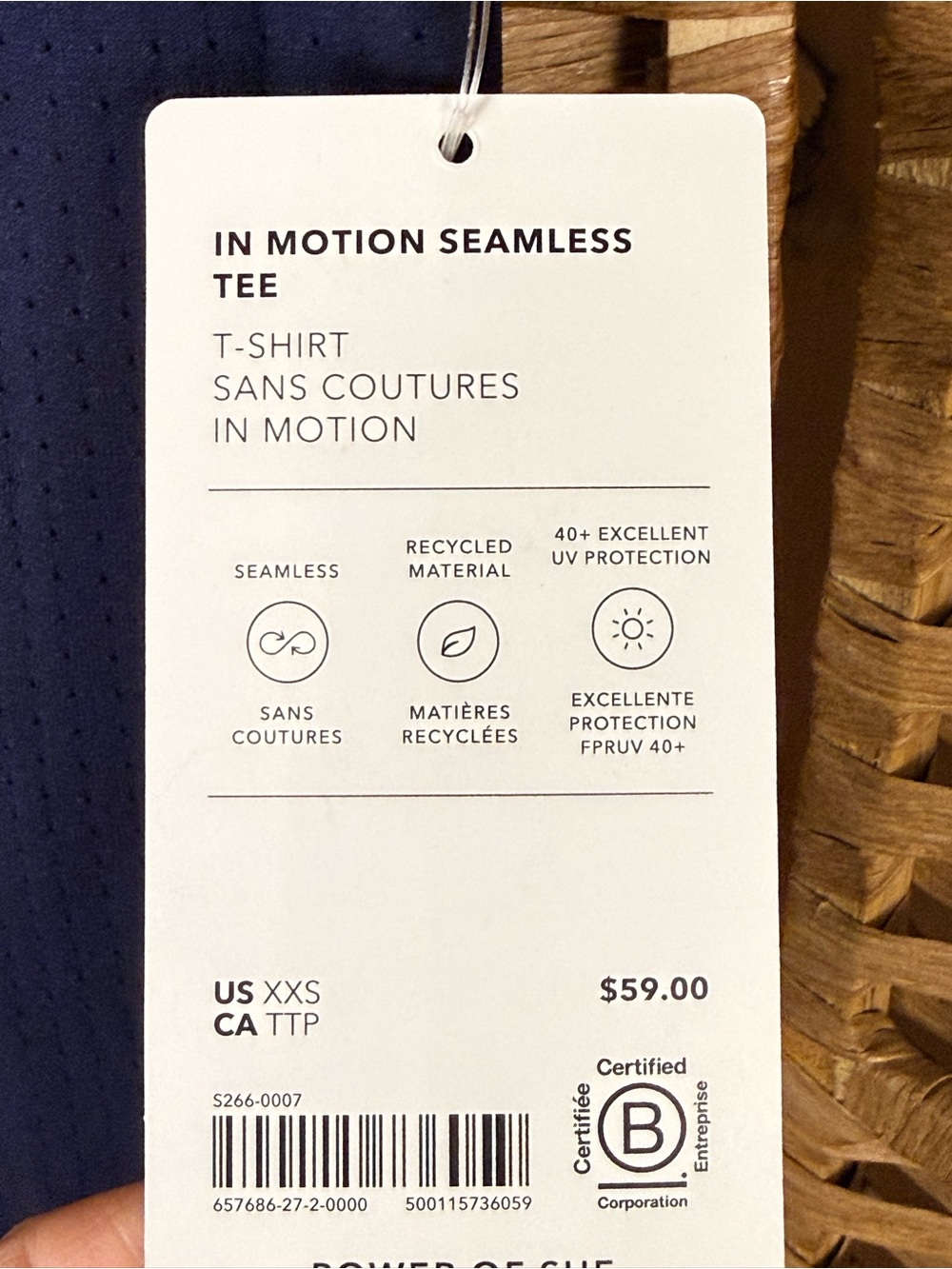NWT Athleta In Motion Seamless Tee Size XXS Navy Blue - Picture 4 of 6